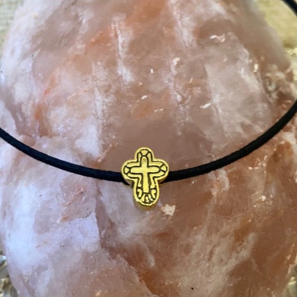 Celtic Cross Leather suede necklace choker - Picture 4 of 6